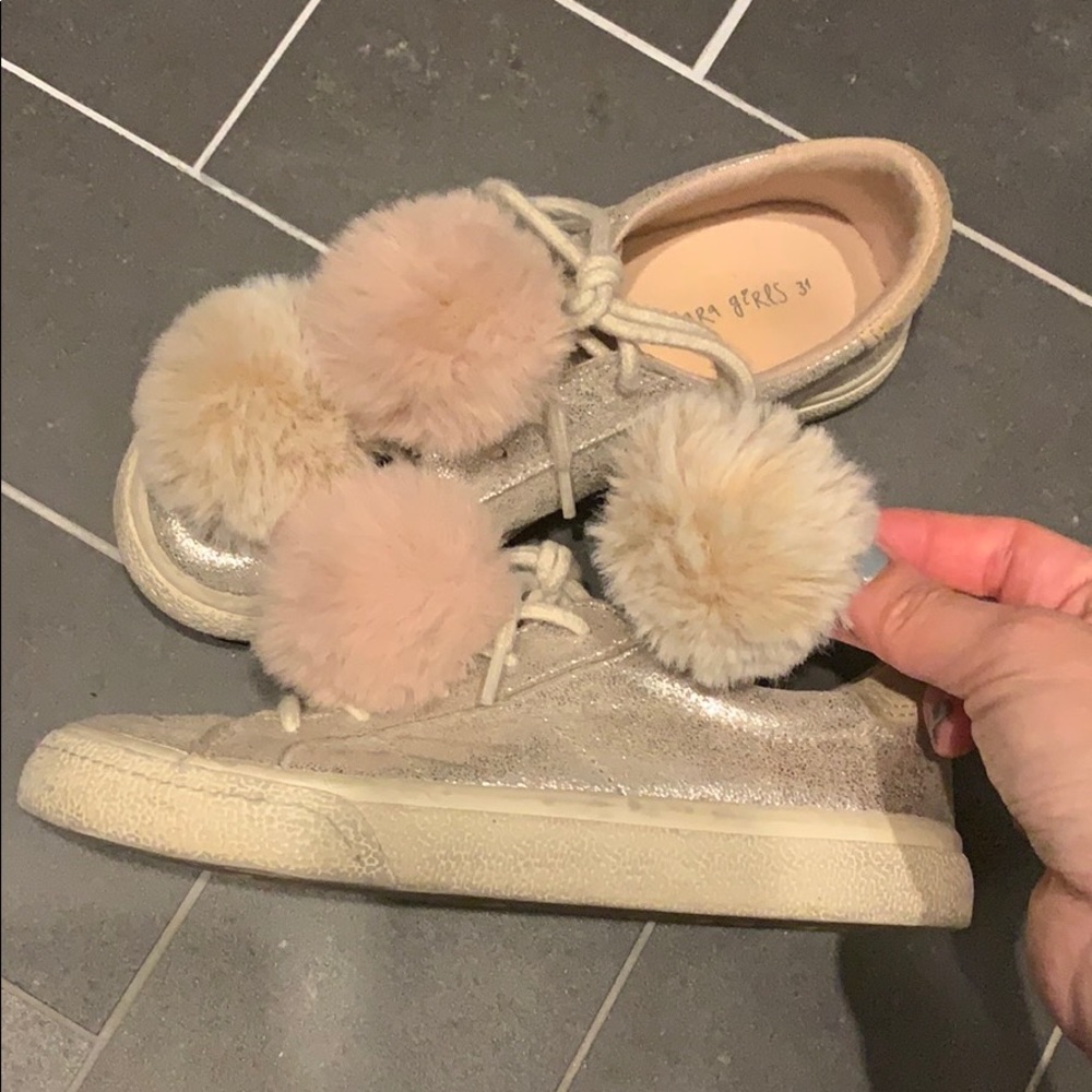 Zara girls Pom Pom sneakers